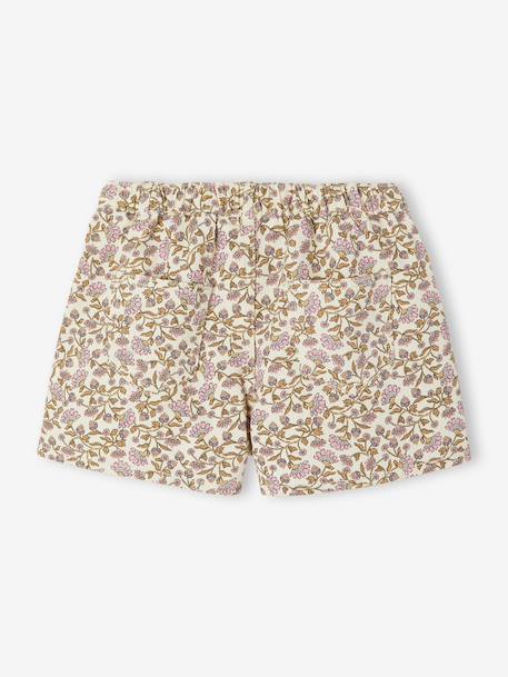 Girl's twill shorts ecru+sage green 