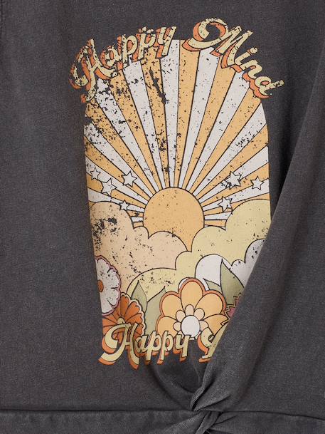Printed T-Shirt for Girls anthracite+ecru 