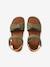 Hook-&-Loop Leather Sandals for Children khaki+navy blue+sandy beige 