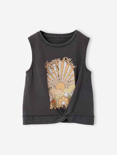 Printed T-Shirt for Girls anthracite+ecru 