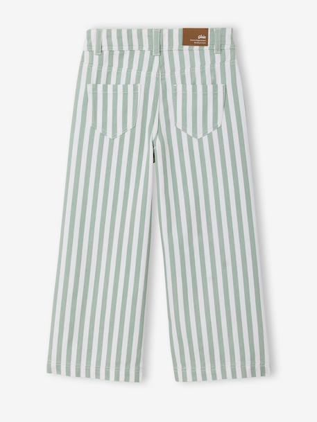 Girl's striped trousers sage green 