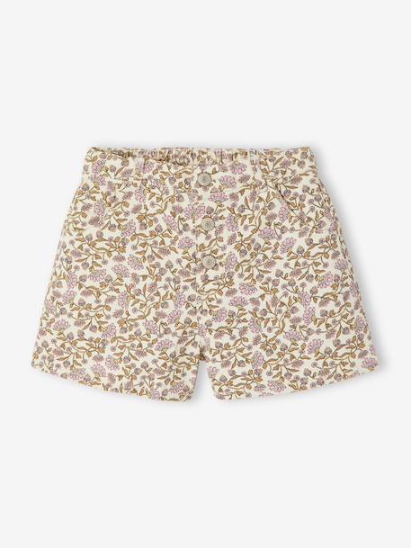 Girl's twill shorts ecru+sage green 