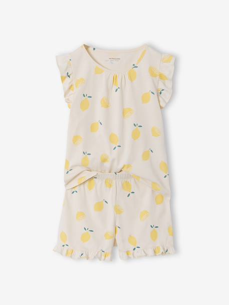 Pack of 2 short-sleeved pyjamas for girls pale yellow 