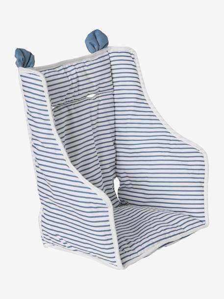 VERTBAUDET High Chair Cushion Blue Stripes+mustard+White 