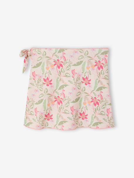 Girl's tie-side swimsuit skirt pale pink 
