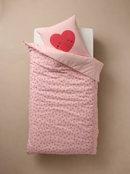 Zipped Bedding Set with Recycled Cotton, CHERRY printed pink 