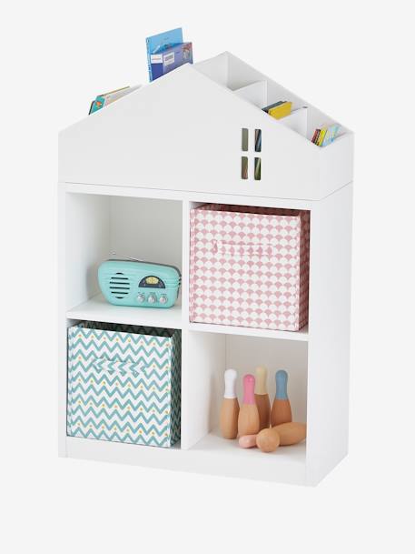 Storage Unit with 4 Cubbyholes, Houses White 