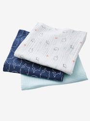 Baby Shower Selection-Pack of 3 Muslin Squares, Eau Salée