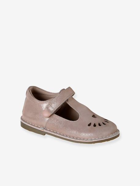 Leather Shoes for Girls, Designed for Autonomy gold+printed beige+rosy 