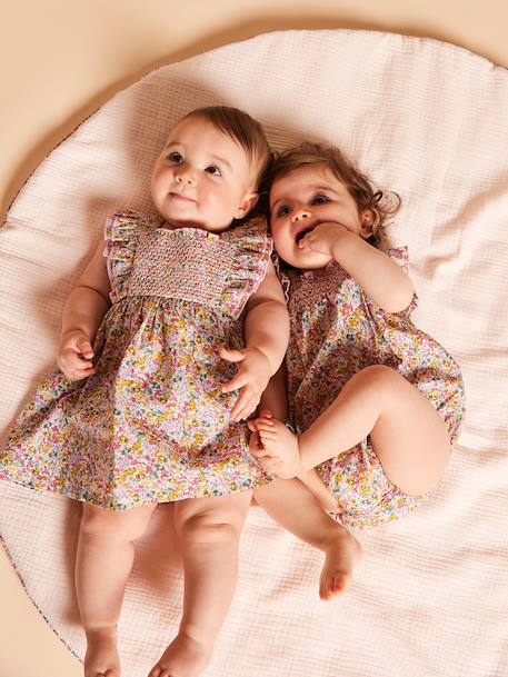Sleepsuit with frills for babies in cotton multicoloured 