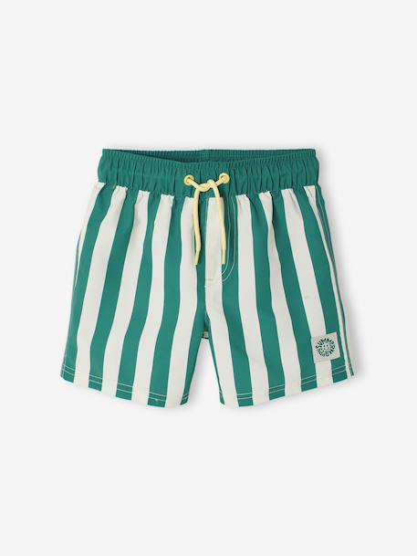 Boy's swim shorts striped green 