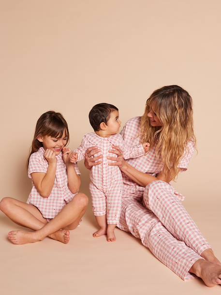 Baby pyjamas with wide neck in organic cotton rosy 