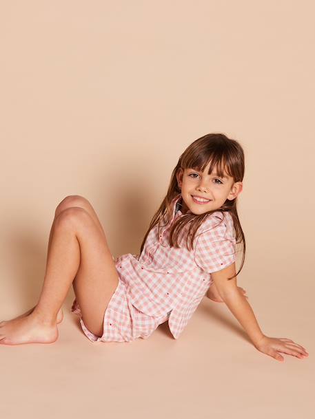 Girls' organic cotton 2-piece pyjamas rosy 