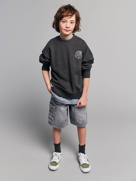 Round-neck oversized sweatshirt for boys anthracite 