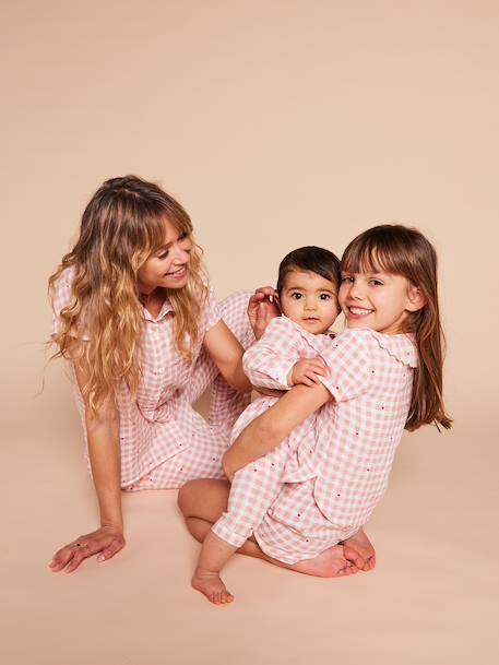 Girls' organic cotton 2-piece pyjamas rosy 