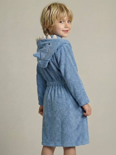 Shark Bathrobe with Recycled Cotton, for Children blue 