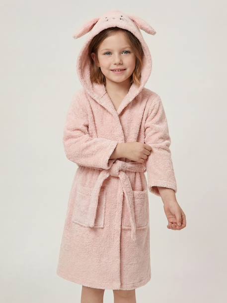 Rabbit Bathrobe in Recycled Cotton rosy 
