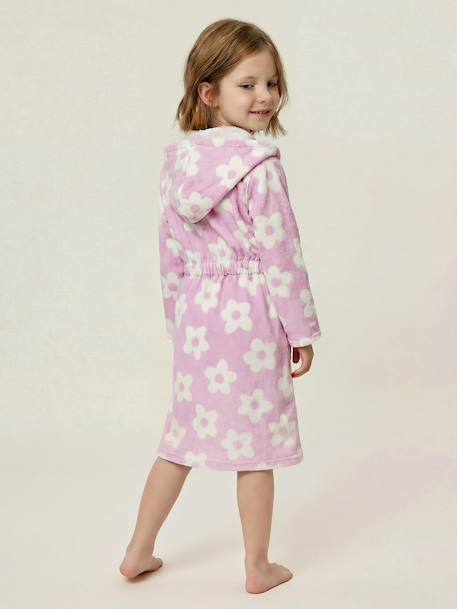 Customisable MARGUERITE bathrobe for children, with recycled cotton mauve 