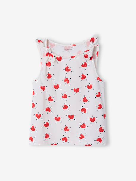 Sleeveless t-shirt for girls ecru+sage green 