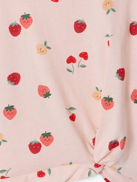 Tropical short-sleeved T-shirt with knot navy blue+pale pink 