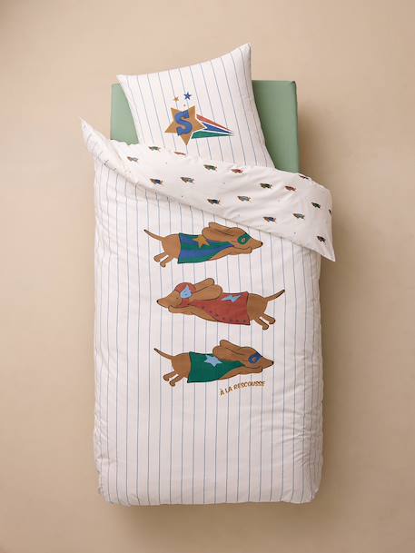 Duvet cover and pillowcase bedding set striped blue 