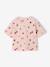 Tropical short-sleeved T-shirt with knot navy blue+pale pink 