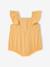 Baby girl sleepsuit in organic cotton aqua green+mustard 