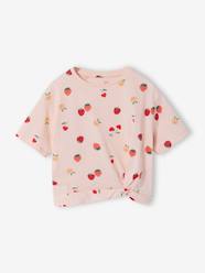 Girls-Tropical short-sleeved T-shirt with knot 