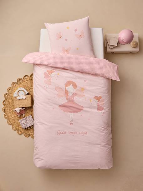 Duvet cover and pillowcase bedding set pale pink 
