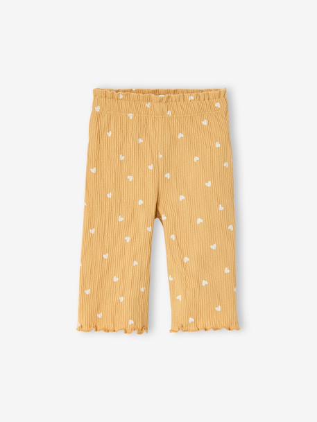 Girl's wide-leg jersey trousers mustard 