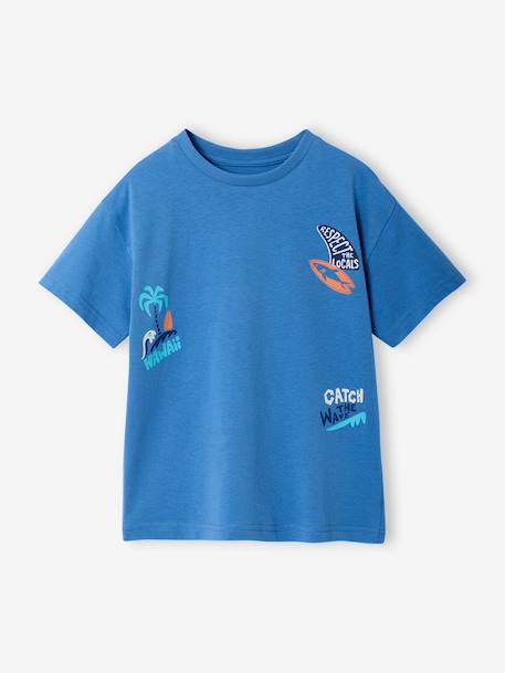 Boy's short-sleeved printed t-shirt medium blue 