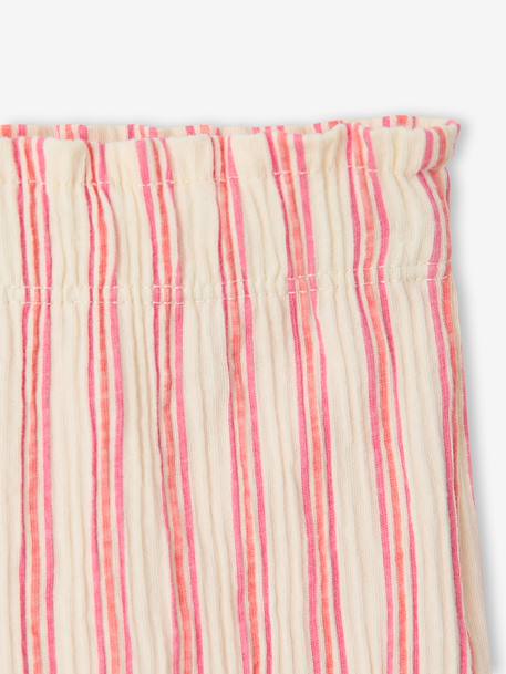 Girl's wide-leg jersey trousers mustard+striped pink 