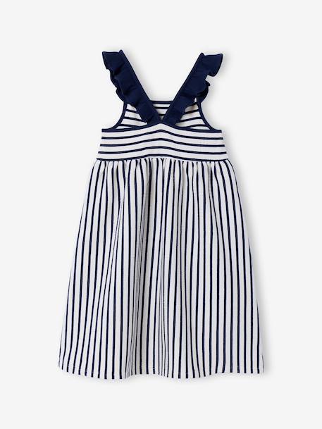 Girl's sleeveless dress navy blue+old rose 