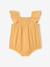 Baby girl sleepsuit in organic cotton aqua green+mustard 