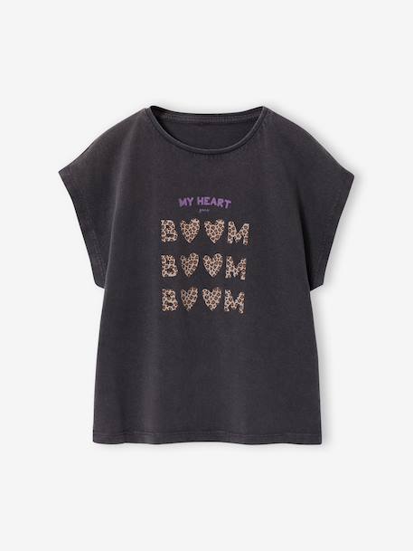 Short-sleeved t-shirt anthracite+ecru+rose 