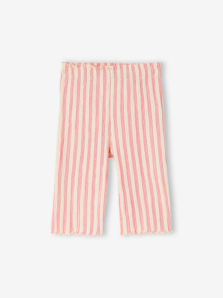 Girl's wide-leg jersey trousers mustard+striped pink 