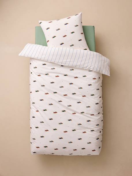 Duvet cover and pillowcase bedding set striped blue 