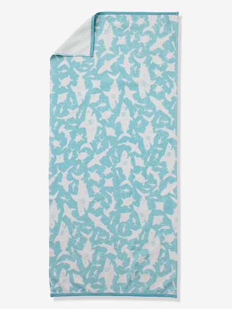 Beach / Bath Towel with Recycled Cotton mauve+mint green+printed blue 