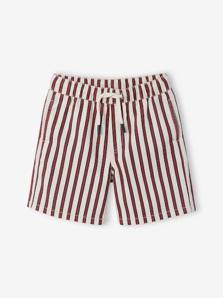 Boy's striped bermuda shorts striped red 