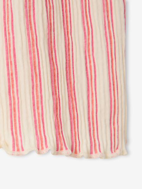 Girl's wide-leg jersey trousers mustard+striped pink 