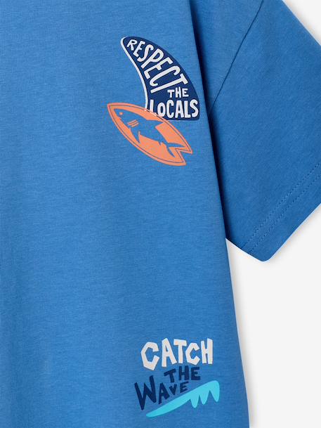 Boy's short-sleeved printed t-shirt medium blue 