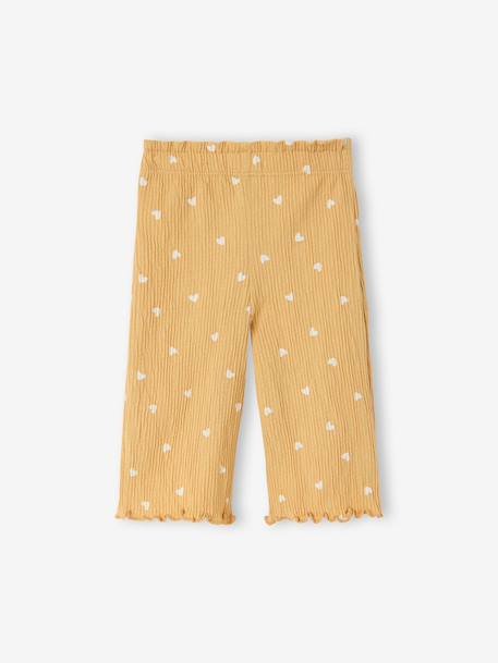 Girl's wide-leg jersey trousers mustard 