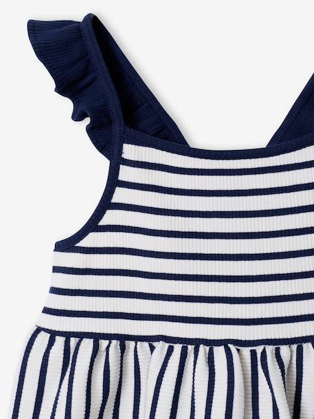 Girl's sleeveless dress navy blue+old rose 