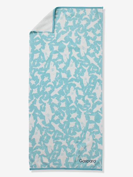 Beach / Bath Towel with Recycled Cotton mauve+mint green+printed blue 