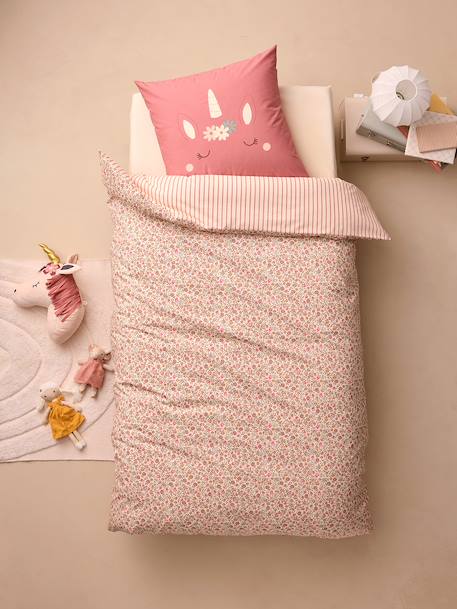Duvet cover and pillowcase bedding set coral 