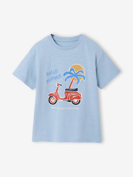 Boy's short-sleeved t-shirt anthracite+sky blue 
