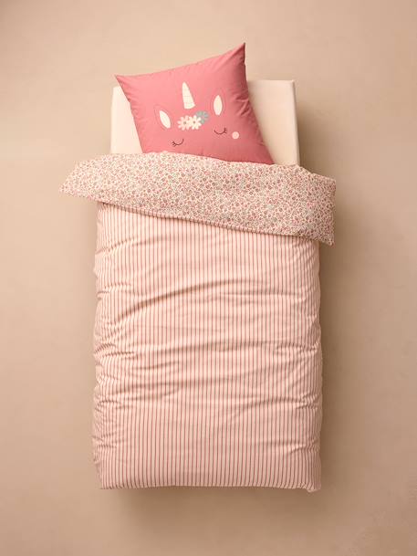 Duvet cover and pillowcase bedding set coral 