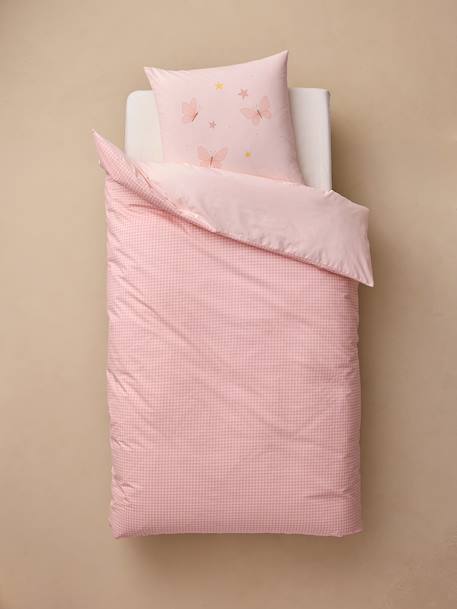 Duvet cover and pillowcase bedding set pale pink 