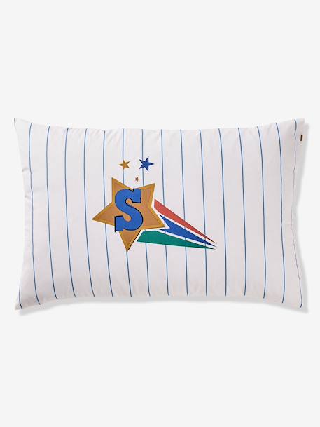 Duvet cover and pillowcase bedding set striped blue 