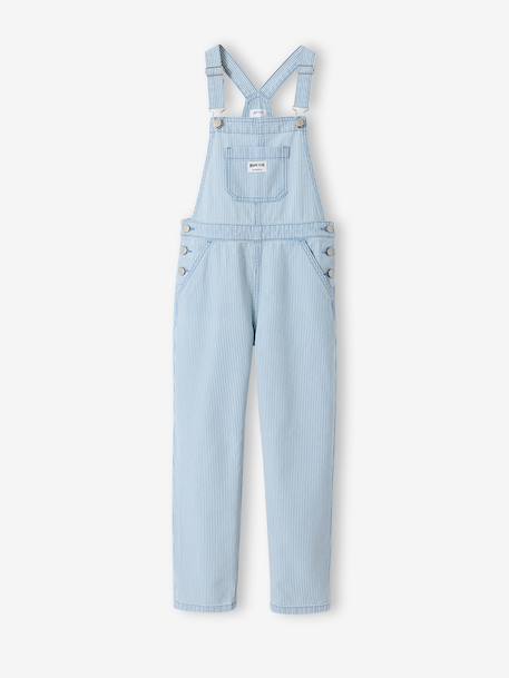 Girl's fine striped dungaree striped blue 